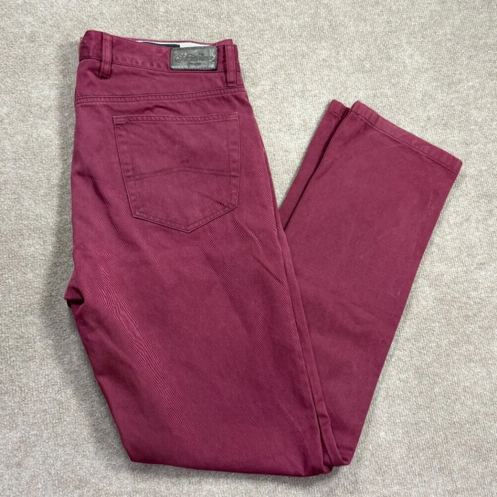 Saks Fifth Avenue Men's Slim Straight Chino Pants Maroon Burgundy Size 36